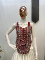 White Color Mirror Work Lehenga Choli for Navratri Wear