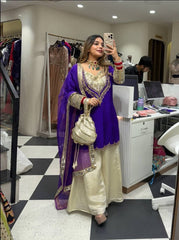 Charming Pink Crepe Mirror Work Palazzo Suit