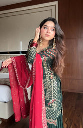Pretty Green Georgette Sequence Work Sharara Suit