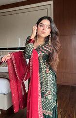 Pretty Green Georgette Sequence Work Sharara Suit