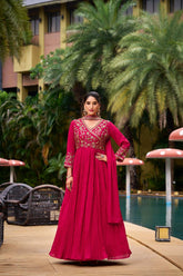 Ravishing Red Kurti With Embroidery Work Gown