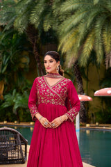 Ravishing Red Kurti With Embroidery Work Gown