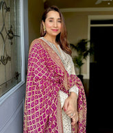 Trendy White Georgette Sequence Work Palazzo Suit