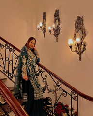 Trendy Green Georgette Sequence Work Palazzo Suit