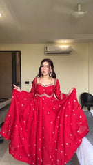 Attractive Red Georgette Sequence Work Anarkali