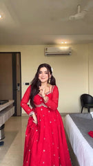 Attractive Red Georgette Sequence Work Anarkali