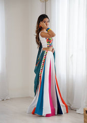 Attractive White Rayon Plain Work Lehenga Choli