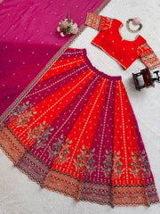Lovely Red Faux Georgette with Sequence Work Lehenga Choli