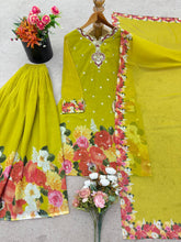 Lovely Parrot Green Georgette Sequence Work Sharara Suit