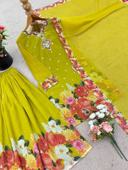 Lovely Parrot Green Georgette Sequence Work Sharara Suit