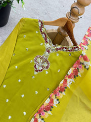 Lovely Parrot Green Georgette Sequence Work Sharara Suit