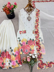 Lovely Parrot Green Georgette Sequence Work Sharara Suit