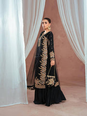 Stylish Black Georgette with Embroidery Work Sharara Suit