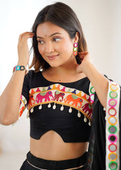 Lovely Black Rayon With Mirror Work Lehenga Choli