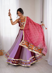 Trendy Pink Rayon With Mirror Work Lehenga Choli