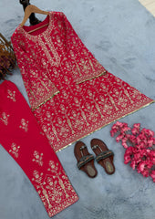 Captivating Orange Georgette Sequence Work Palazzo Suit