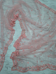 Ravishing Pink Net with Sequins Work Saree