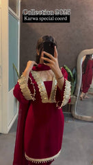 Amazing Maroon Georgette Sequence Work Pant Suit