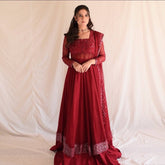 Trendy Maroon Blooming Embroidery Anarkali Suit