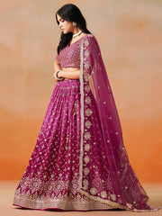 Ravishing Wine Georgette Sequence Work Lehenga
