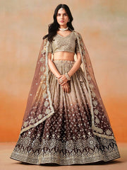 Ravishing Wine Georgette Sequence Work Lehenga
