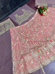 Glorious Pink Net With Embroidery Work Lehenga Choli