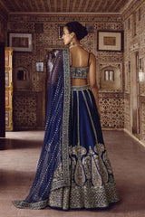 Pretty Blue Slub Silk Embroidery Work Lehenga Choli