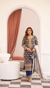 Stylish Blue Georgette Sequence Work Palazzo Suit