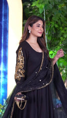 Daisy Black Georgette Embroidery Anarkali Suit