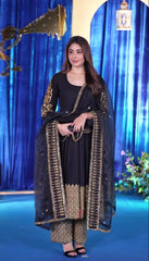 Daisy Black Georgette Embroidery Anarkali Suit