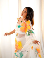 Daisy White Taby Silk Work Saree