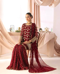 Amazing Maroon Georgette Sequence Work Sharara Suit