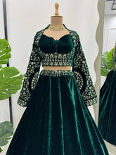 Awesome Green Velvet With Sequence Work Lehenga Choli