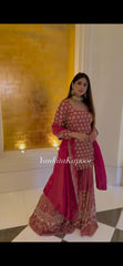 Lovely Red Georgette Sequence Work Sharara Suit