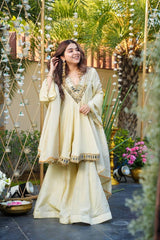 Graceful Cream Cosmos Mirror Work Sharara Suit