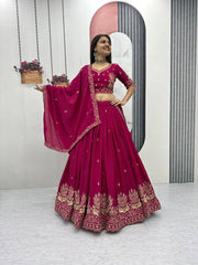 Ravishing Pink Chinon Embroidery Work Lehenga Choli