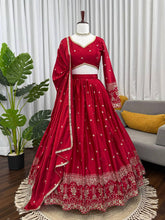 Ravishing Red Satin Thread and Sequence Work Lehenga Choli