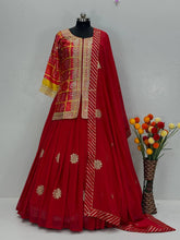 Ravishing Red Chinon Embroidery Work Lehenga Choli