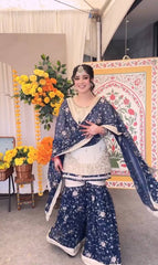 Marvelous White Georgette Sequence Work Sharara Suit