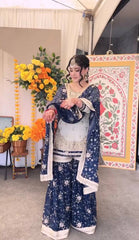 Marvelous White Georgette Sequence Work Sharara Suit