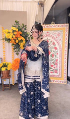 Marvelous White Georgette Sequence Work Sharara Suit