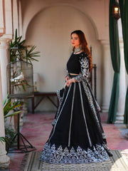 Ravishing Black Velvet with Sequence Work Lehenga Choli