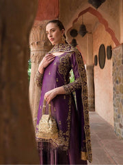 Pretty Purple Shimmer Silk Sequence Work Palazzo Suit