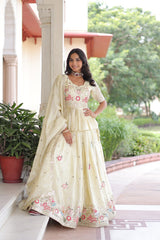 Lovely Gold Crush Work Lehenga Choli
