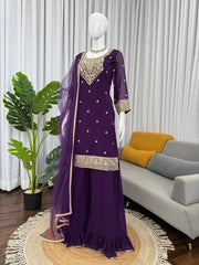 Lovely Purple Georgette with Coding Work Sharara Suit