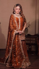Attractive Brown Silk Sequence Work Sharara Suit