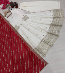 Gorgeous Red Silk With Sequence Work Anarkali Gown