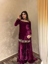 Exclusive Maroon Velvet with Thread & Sequence Work Sharara Suit