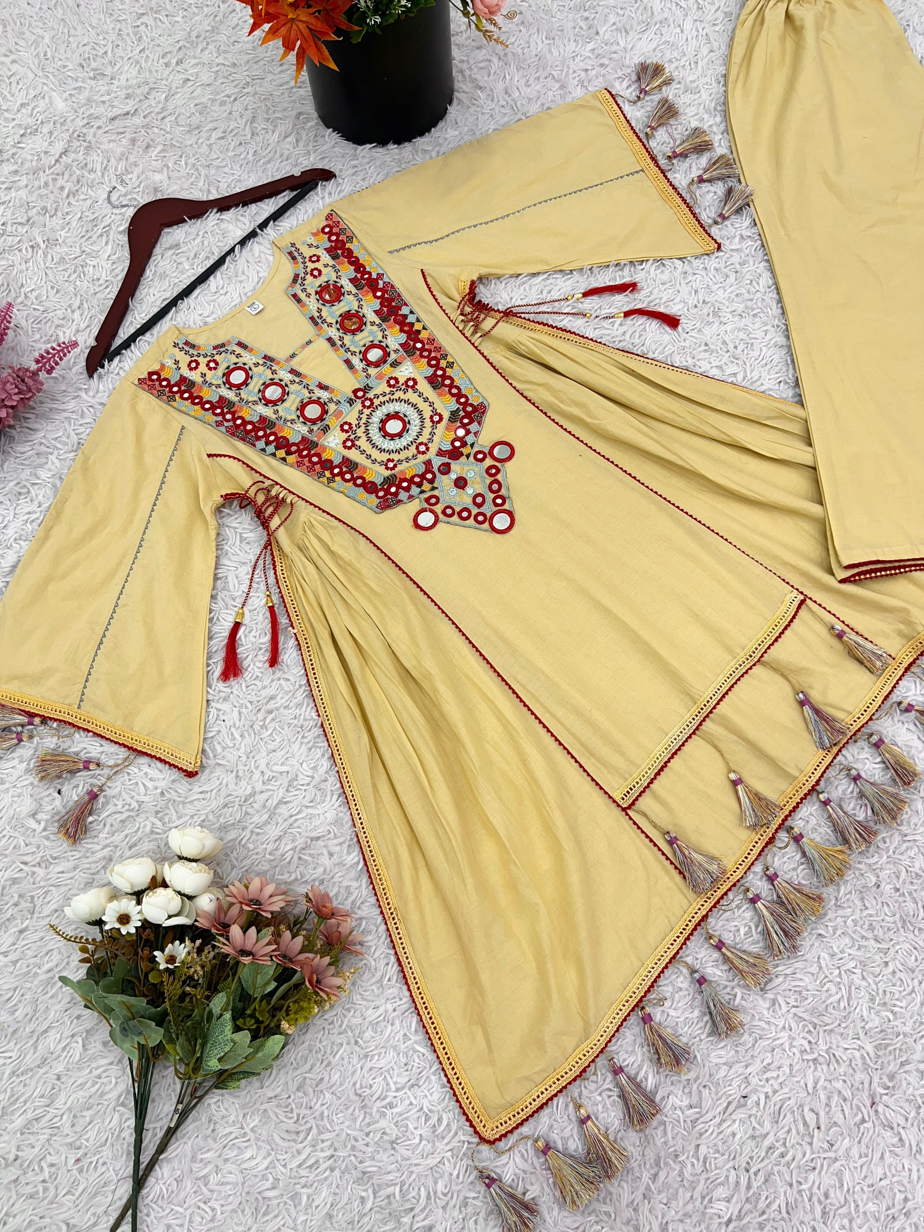 Trendy Yellow Color Embroidery Work Co-Ord Set