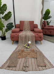 Classic Full Sequence Work Beige Color Saree